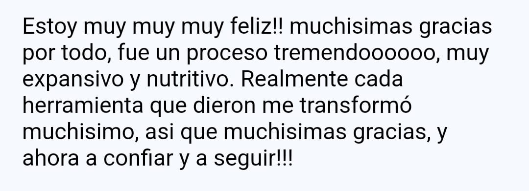 Captura de testimonio de alumna de Coaching Holístico
