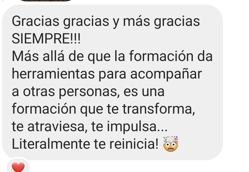 Captura de testimonio de alumna de Coaching Holístico