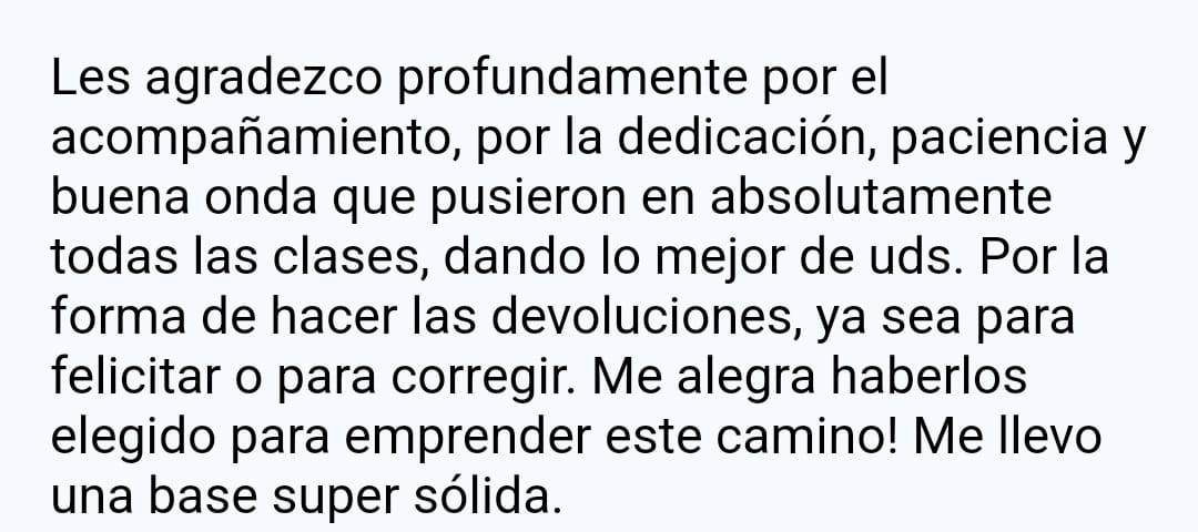 Captura de testimonio de alumna de Coaching Holístico