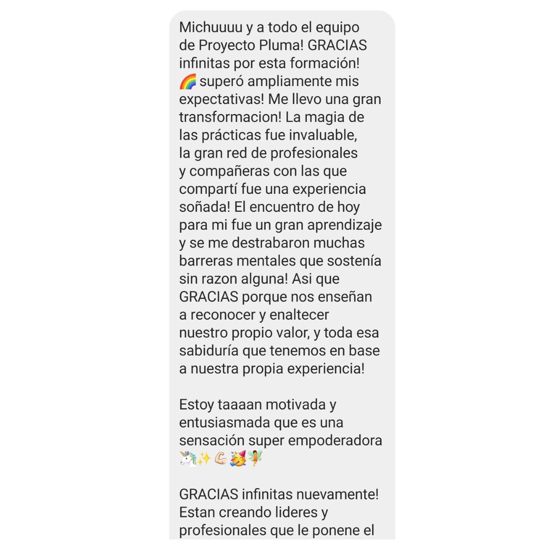 Captura de testimonio de alumna de Coaching Holístico